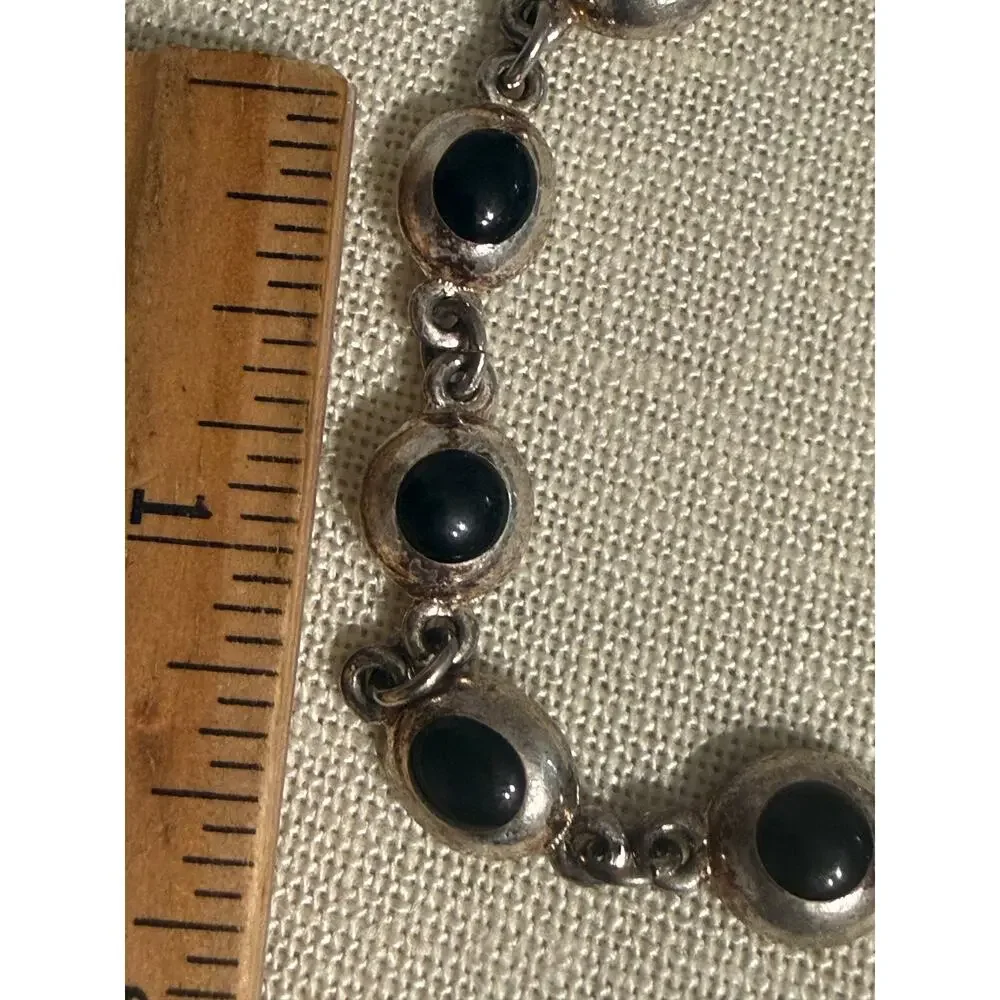 Vintage Liz Claiborne LC Black Cabochon Link Bracelet